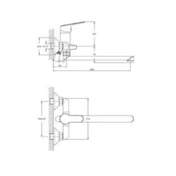Смеситель для ванны RUSH Crete CR3535-51, однорычажный, длинный излив, хром