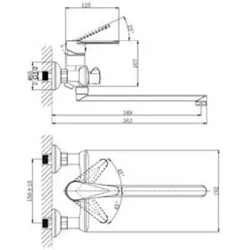Смеситель для ванны RUSH Denis DN0335-51, однорычажный, длинный поворотный излив, хром