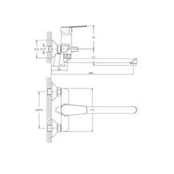 Смеситель для ванны RUSH Disco DI6935-51, однорычажный, длинный излив, хром