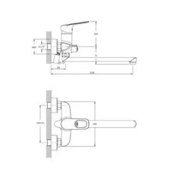 Смеситель для ванны RUSH Edge ED7735-51, однорычажный, длинный излив, хром