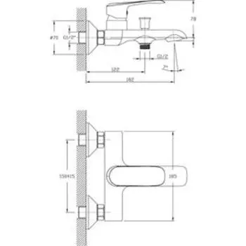 Смеситель для ванны RUSH Gozo GZ3735-44, однорычажный, короткий излив, хром