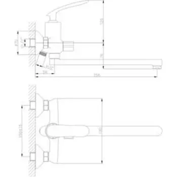 Смеситель для ванны RUSH Island IS6535-51, однорычажный, длинный излив, душевой набор, хром 527875