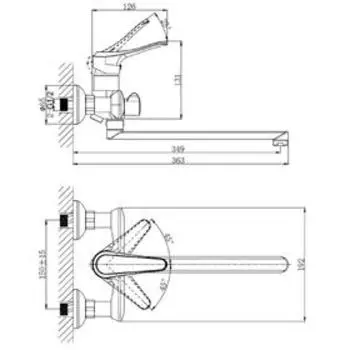 Смеситель для ванны RUSH Jawa JA0735-51, однорычажный, длинный поворотный излив, хром