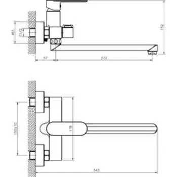 Смеситель для ванны RUSH Luson LU1630-51, однорычажный, длинный излив, душевой набор, хром
