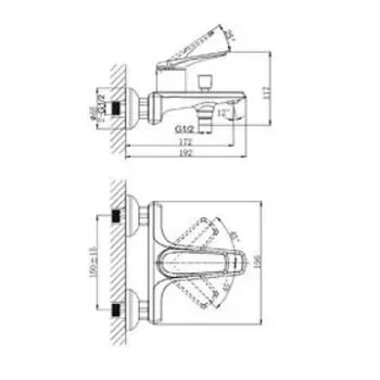 Смеситель для ванны RUSH Nevis NE1735-44, однорычажный, короткий излив, хром