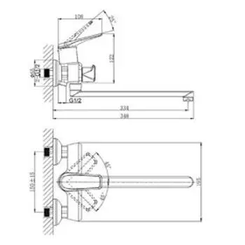 Смеситель для ванны RUSH Nevis NE1735-51, однорычажный, длинный поворотный излив, хром