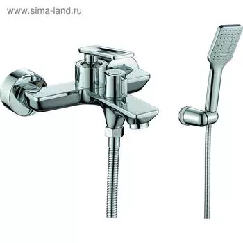 Смеситель для ванны RUSH PALM PL2530-44, однорычажный, короткий излив, душевой набор, хром