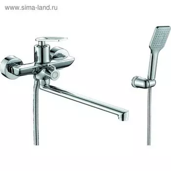 Смеситель для ванны RUSH PALM PL2530-51, однорычажный, длинный излив, душевой набор, хром