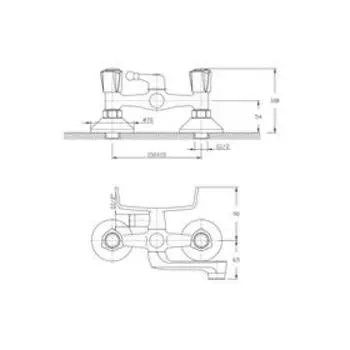 Смеситель для ванны RUSH Pioneer PI7950-44, двухвентильный, короткий излив, хром
