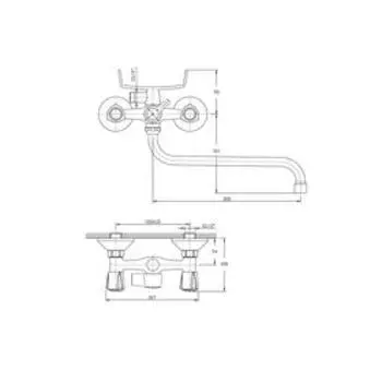 Смеситель для ванны RUSH Pioneer PI7950-51, двухвентильный, длинный излив, хром