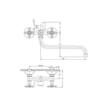 Смеситель для ванны RUSH Sakhalin SA5350-51, двухвентильный, длинный излив, хром