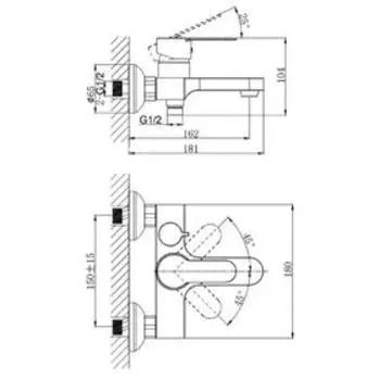 Смеситель для ванны RUSH Tenerife TE2835-44, однорычажный, короткий излив, хром