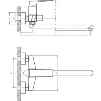 Смеситель для ванны RUSH Thira TR3635-51, однорычажный, длинный излив, хром