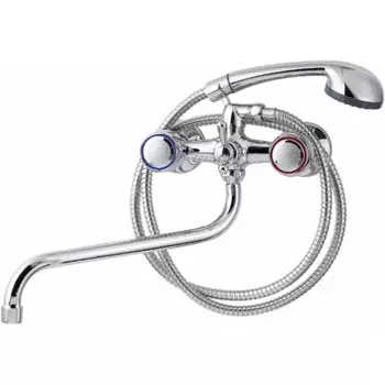 Смеситель для ванны TSARSBERG TSB-111-34, двухвентильный, излив 295 мм, лейка, хром