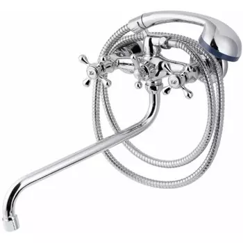 Смеситель для ванны TSARSBERG TSB-111-79, двухвентильный, излив 295 мм, лейка, хром