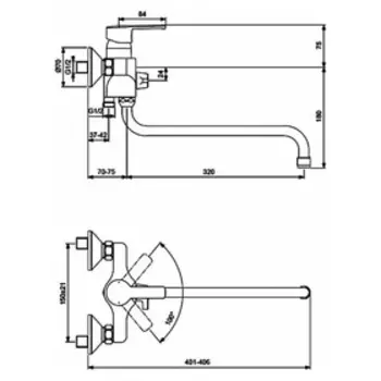 Смеситель для ванны Vidima "ВидимаУно", излив 320 мм, хром