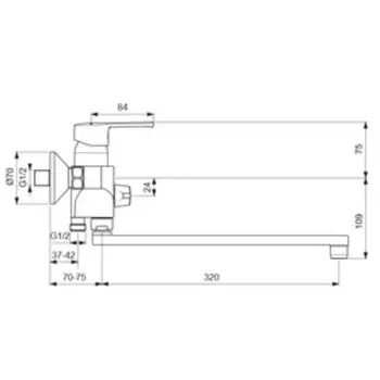 Смеситель для ванны Vidima "ВидимаУно", плоский излив 320 мм, хром