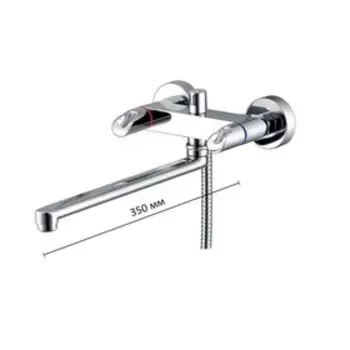 Смеситель для ванны WasserKRAFT Lossa 1202L, с длинным поворотным изливом 350 мм, хром