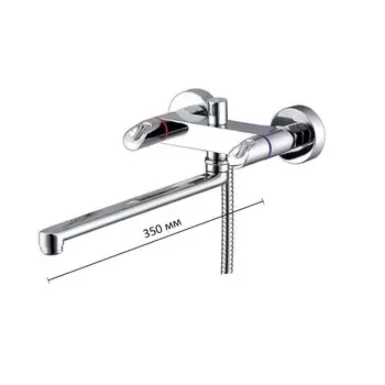 Смеситель для ванны WasserKRAFT Lossa 1202L, с длинным поворотным изливом 350 мм, хром