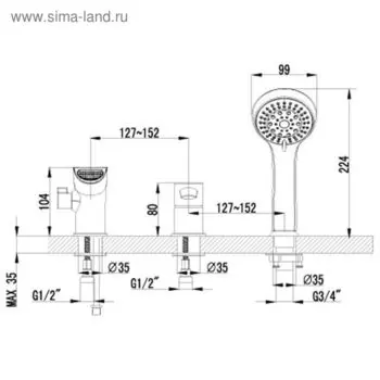 Смеситель для ванны встраиваемый Lemark Atlantiss LM3245C