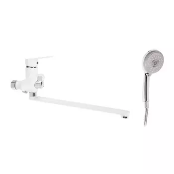 Смеситель для ванны ZEIN Z3415, картридж 35 мм, с душевым набором, цинк, белый/хром