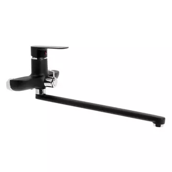 Смеситель для ванны ZEIN Z2493, излив 35 см, картридж 35 мм, с душ набором, черный/хром