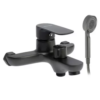 Смеситель для ванны ZEIN Z3853, однорычажный, душевой набор, лейка 5 режимов, графит