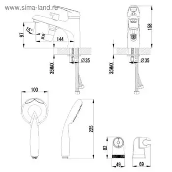Смеситель на борт ванны Lemark Omega LM3115C