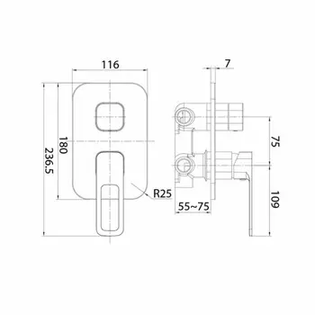 Смеситель скрытого монтажа IDDIS Slide SLIBL00i68, три выхода, цвет чёрный матовый