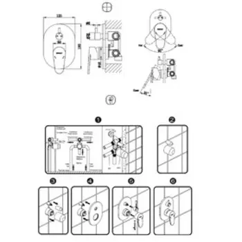 Смеситель встраиваемый для душа BRAVAT Eler FB848238CP-3-RUS, комплект, 3 выхода, хром