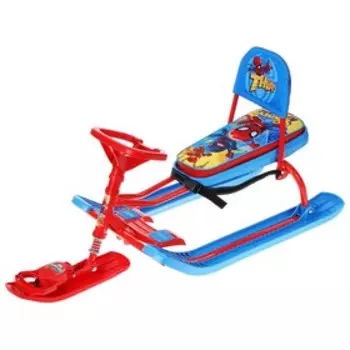 Снегокат «Человек-паук», CSM2/1, со спинкой и ремнём безопасности, цвет голубой/красный