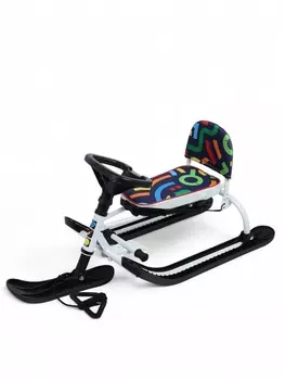 Снегокат «Twiny 1+», графичный, со спинкой, белый, чёрный, TW1+/ГФ Nika