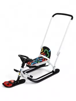 Снегокат «Twiny 2+», графичный, со спинкой, с родительской ручкой, белый, чёрный, TW2+/ГФ Nika