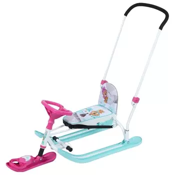 Снегокат «Twiny 2+» с забавными медвежатами, со спинкой, с родительской ручкой, голубой, розовый, TW2+/ЗМ Nika