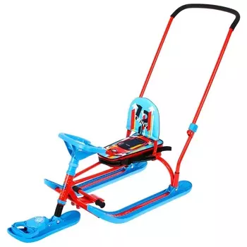 Снегокат «Twiny 2+» Sportcar, со спинкой, с родительской ручкой, синий, красный, TW2+/SC Nika Kids
