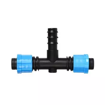 Соединитель Т-образный для капельной ленты, 16 мм — 1/2" (12 мм) — 16 мм, пластик, Greengo