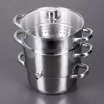 Соковарка Доляна, 5.8 л, d=23 см, нержавеющая сталь, индукция, стеклянная крышка, хромированная