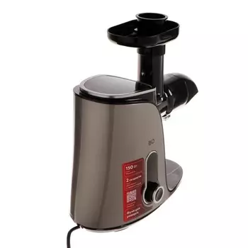 Соковыжималка BQ J2001, шнековая, 150 Вт, 0.45/1 л, 110 об/мин, чёрно-серебристая