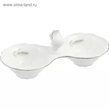 Солонка двойная Constance, декор «Серебряные колосья, отводка платина»