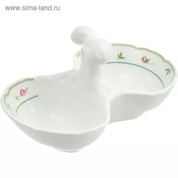 Солонка двойная Menuet, декор «Роза, зелёная отводка», 13 см