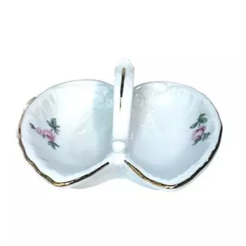 Солонка-перечница открытая «Мейсенский букет, отводка золото»