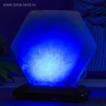 Соляной светильник "Гайка" LED (диод цветной) USB белая соль 10х7х10 см