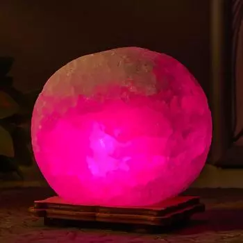 Соляной светильник "Круг" LED (диод цветной) USB белая соль 12,5*5*10 см