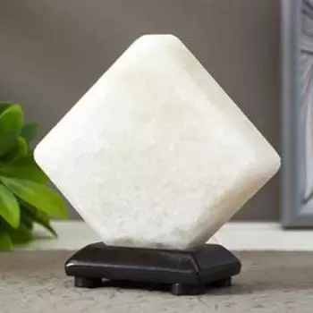 Соляной светильник "Кубик" LED (диод цветной) USB белая соль 10х9х7 см