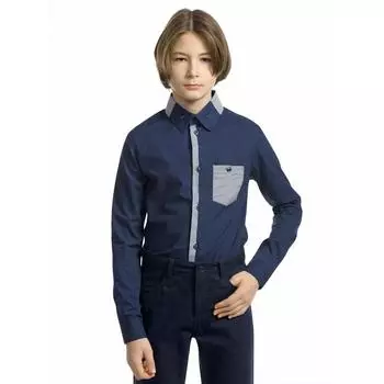 Сорочка верхняя для мальчиков, рост 134 см, цвет синий