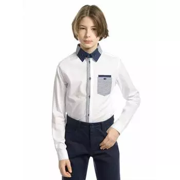 Сорочка верхняя для мальчиков, рост 146 см, цвет белый