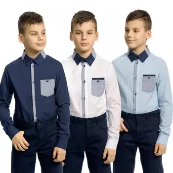 Сорочка верхняя для мальчиков, рост 158 см, цвет синий