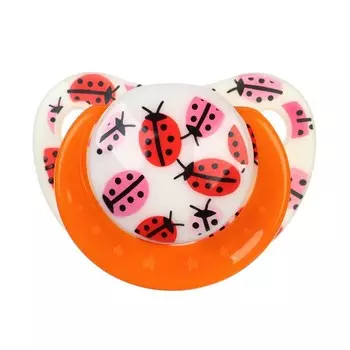 Соска - пустышка силиконовая ортодонтическая Крошка Я «Божья коровка», от 3 мес., оранжевый