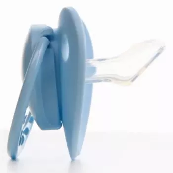 Соска - пустышка ортодонтическая, силикон +0мес., цвет голубой