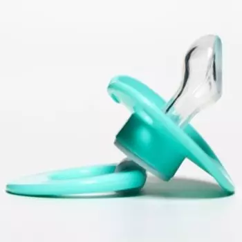 Соска - пустышка ортодонтическая Крошка Я, силикон, от 6 мес., с колпачком, бирюзовый